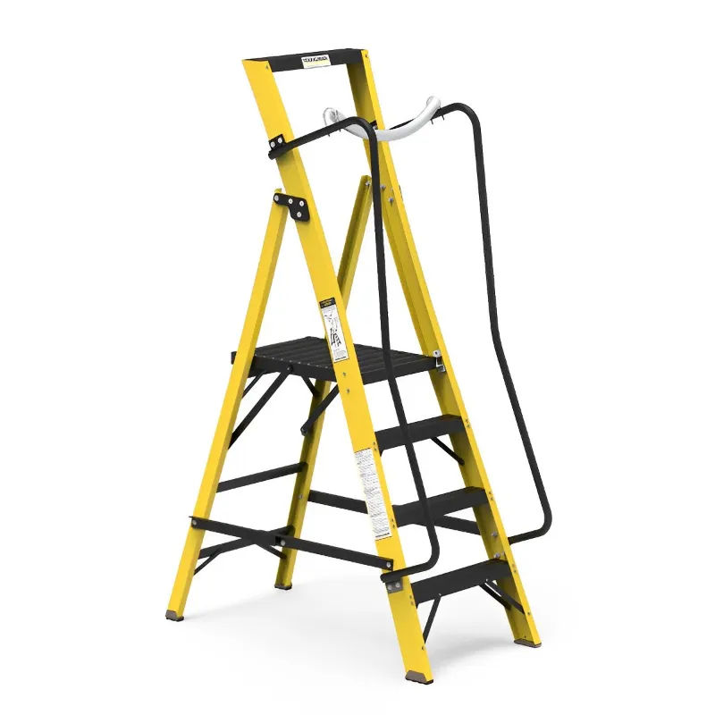 Youngman FRP fiberglass 3 Steps (0.85 m) Industrial Ladder with Safety Wire (3 Steps + Platform)